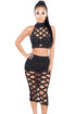 Slaver Lattice Hollow-out 3pcs Bandage Skirt Set